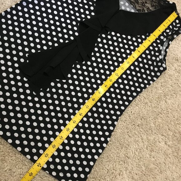 Rockabilly Made in Canada Polka Dot Ruffle and Lace Sleeveless Blouse - Picture 13 of 13